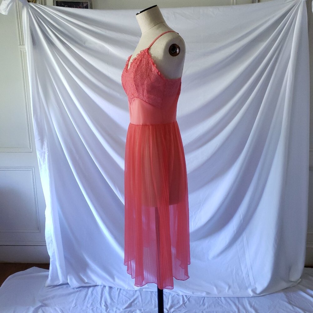 Vintage Coral Lingerie Nightdress Slip Small - Picture 4 of 14